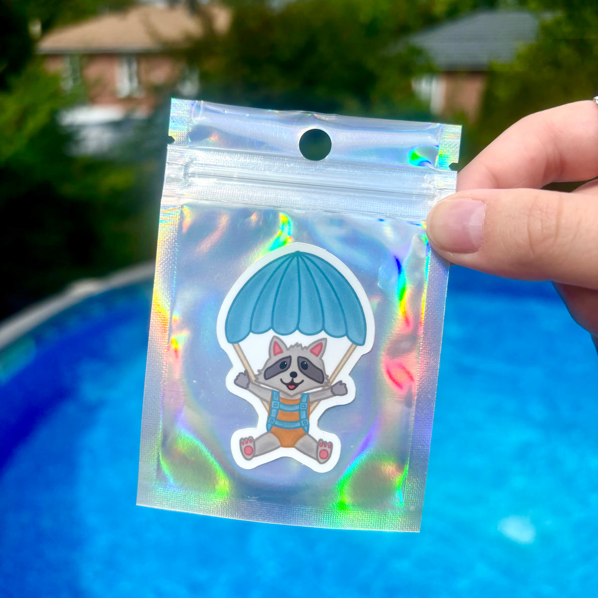 Parachute raccoon - Sticker